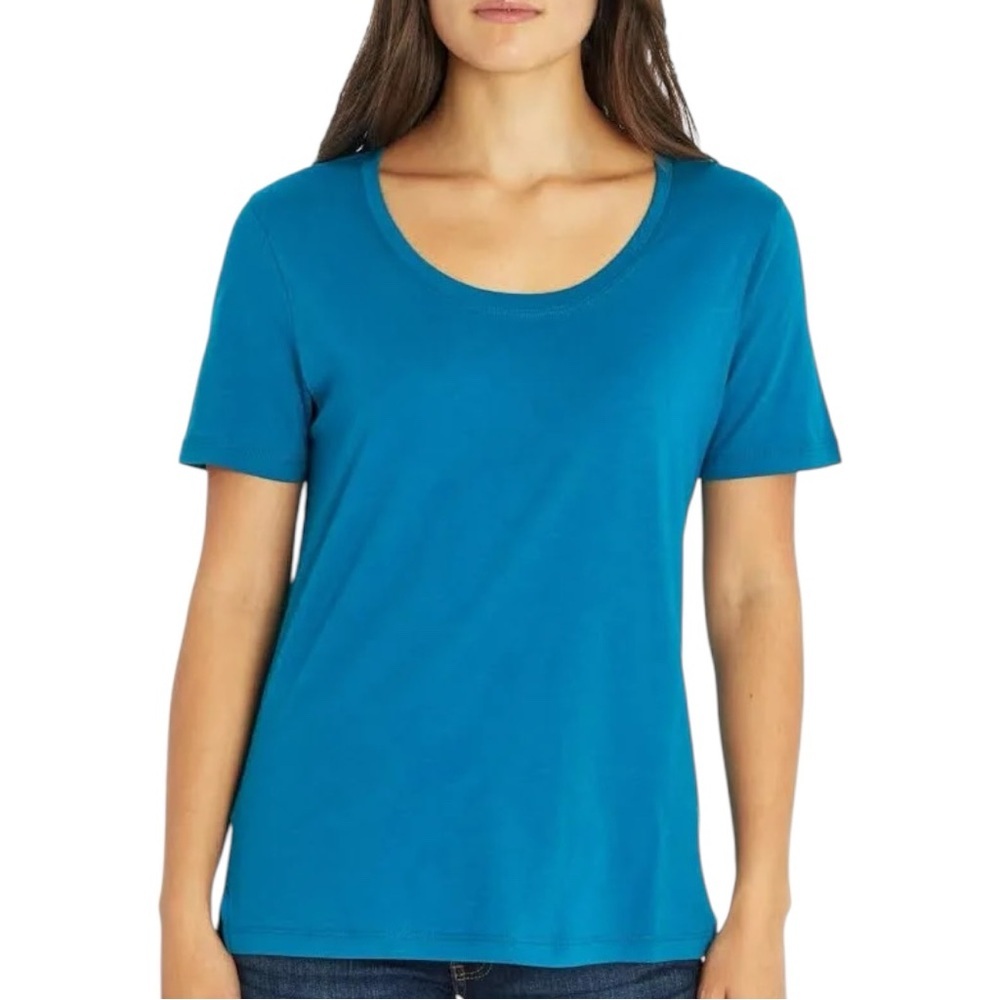 Eddie Bauer Ladies XL Peacock Blue Cotton/Modal Scoop Neck Short-Sleeve Tee